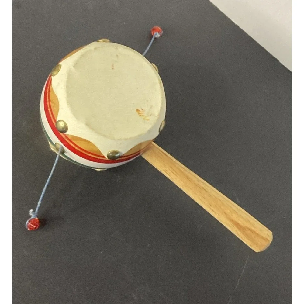 Spin Drum Handheld Rawhide Handmade Musical Instrument Vintage Collectable
